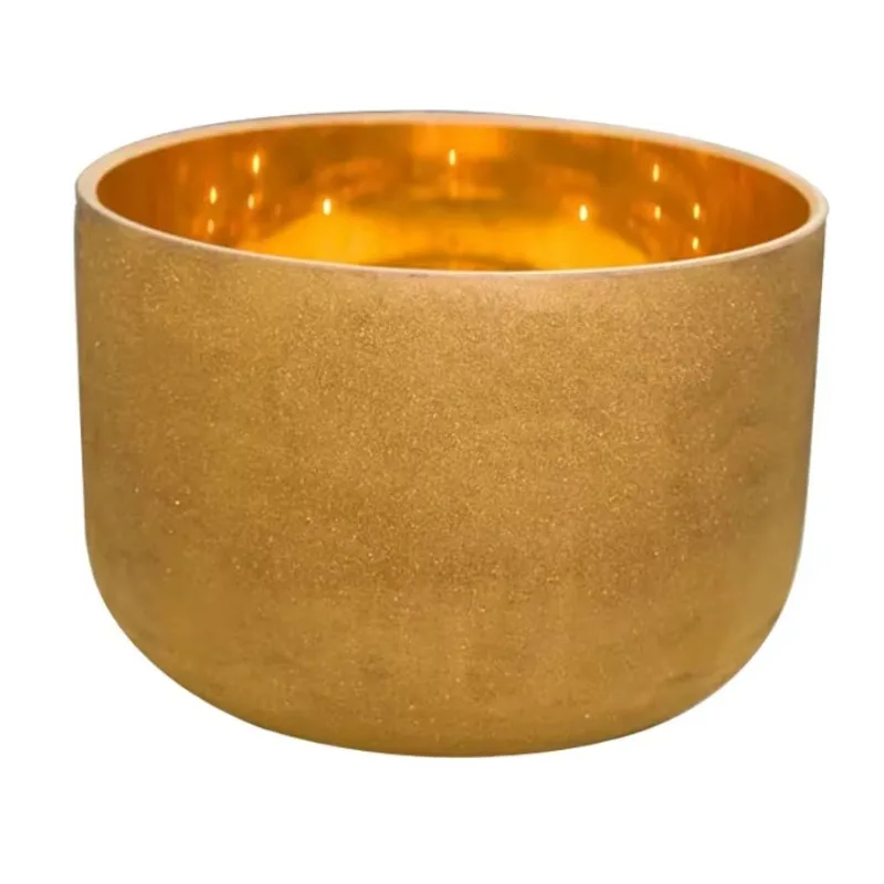 أوعية الغناء الكريستالية الذهبية عيار 24 قيراط من Hooqu Chakra (8 بوصة - 14 بوصة) كوارتز بلوري ذهبي صلب