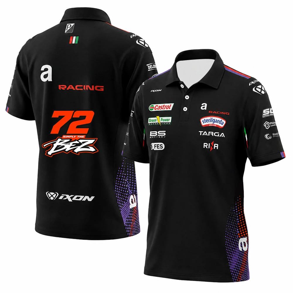 Marco Bezzecchi 72 Racing Team 2026 Polo Shirt for Men Breathable Outdoor Sports T-Shirt Martin 89 Daily Casual Plus Size Polos