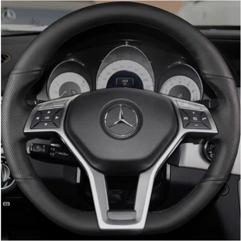For Mercedes Benz A45 AMG W176 C63 W204 CLA C117 CLS 2011-2016 Hand-stitched non-slip Genuine Leather Car Steering Wheel Cover