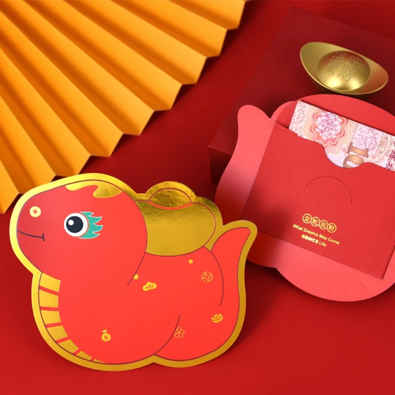 Chinese New Year 2025 Red Envelopes Year Of Snake Red Pocket Money Gift Envelope Wedding Gift Bag Good Luck Hongbao