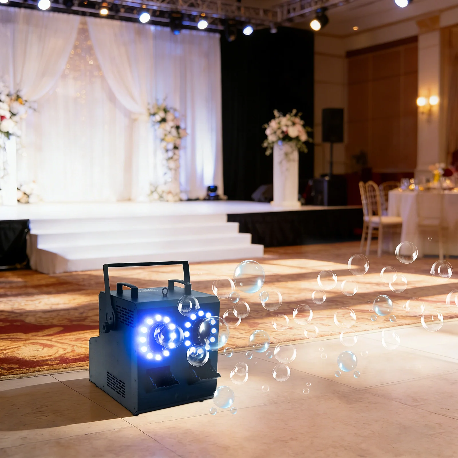 

3 in 1 LED Bubble Fog Machine, 1500W Dual-Hole Fog Bubble Machine with RGBW Lights for Weddings Parties Events