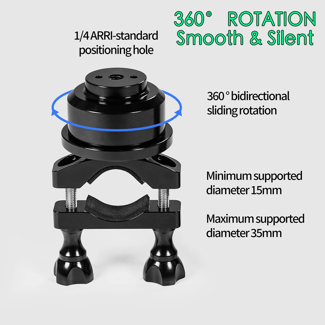 

Вращающийся на 360° кронштейн для крепления шлема для камеры 1/4 ARRI для GoPro DJI OSMO Action Insta360 X5 15-35 мм, зажим для палки для селфи, зажим для самостоятельного удара