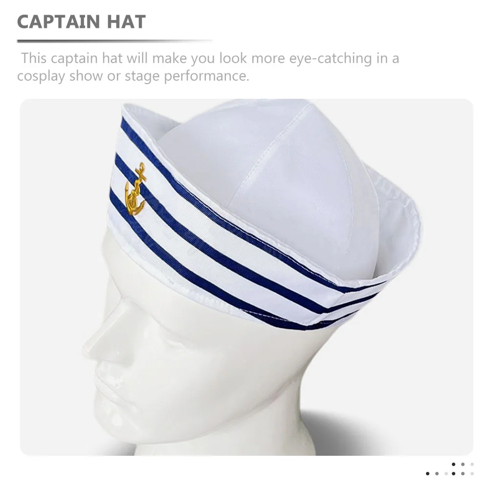 Sailor Hat Stage Performance Captain Women Turn over Captains Boating Hats Party Decor Cosplay Prop Women's