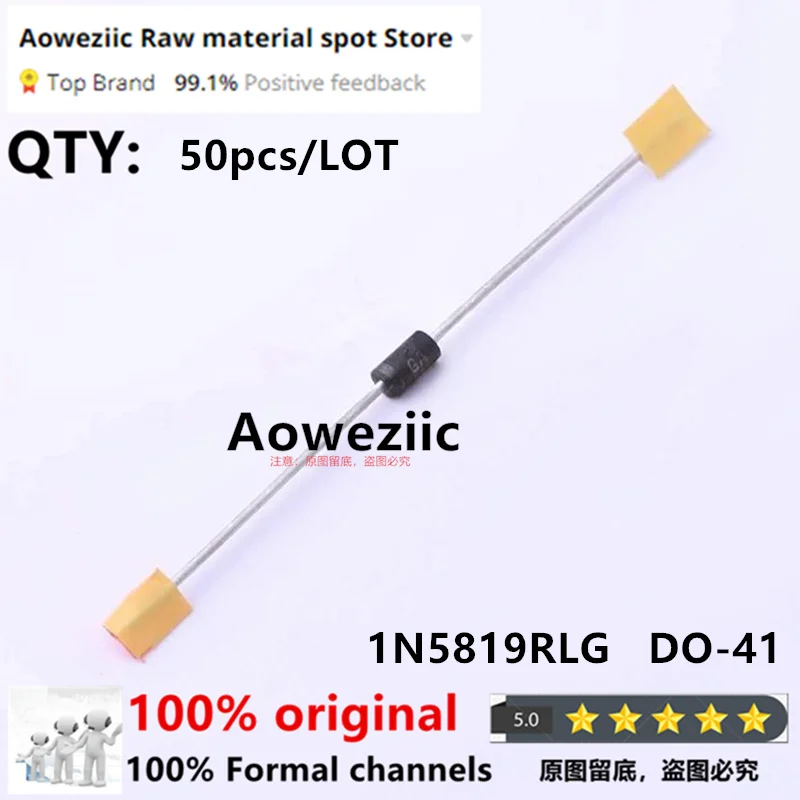 Aoweziic 2024+ 100% New Imported Original 1N5819RLG 1N5819 DO-41 Fast Recovery Diode  1A 40V