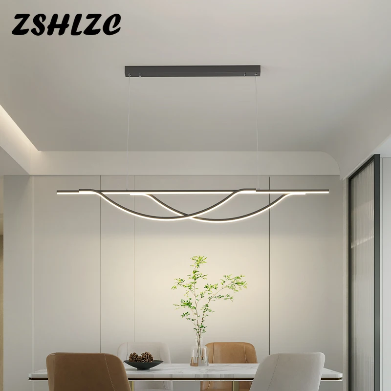 

Modern LED Pendant Lights 100cm 120cm Minimalist Aluminum Restaurant Decor Lighting For Living Dining Room Kitchen Bar Fixtures