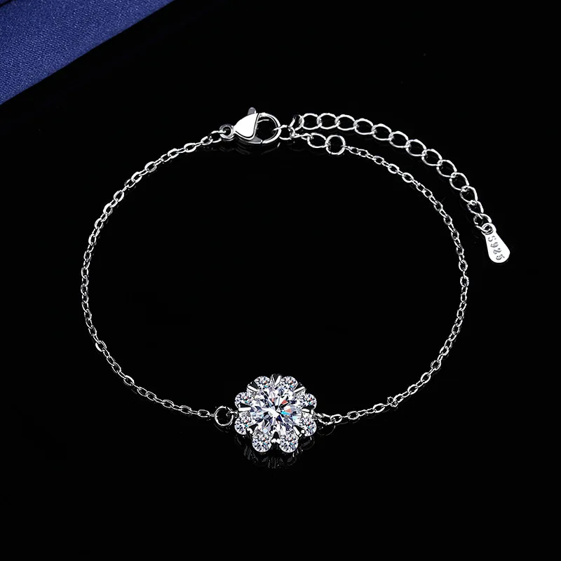 Chain Experience Featuring 2-Carat Lab-Created Moissanite and Zircon Floral Bracelet in White Gold Tone for W