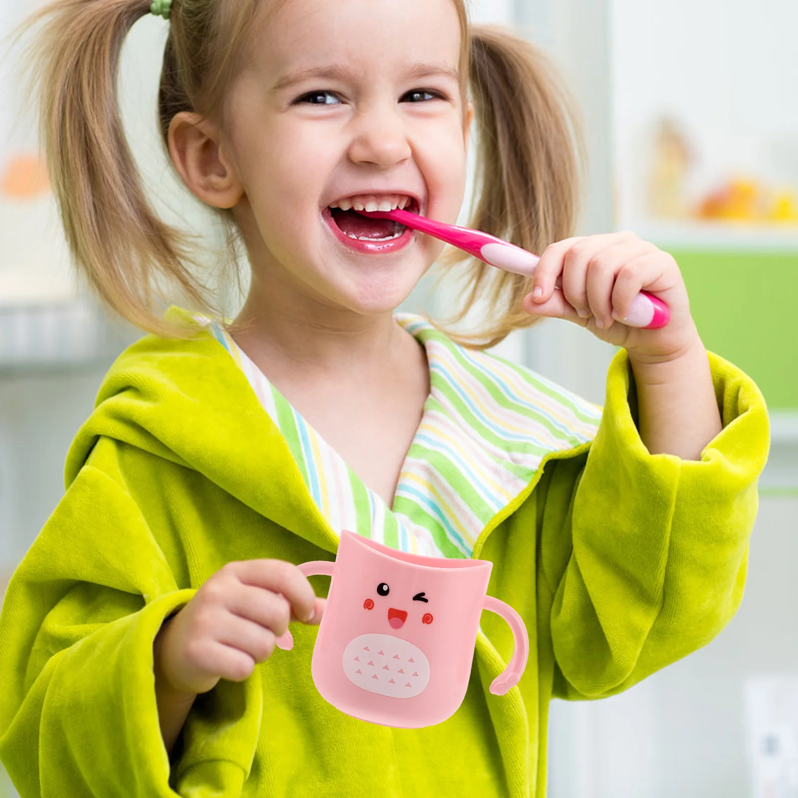 

Cute Cartoon Toothbrush Cup Dropresistant Toothbrush Holder Wide Mouth Easy Grip Bathroom Tumbler Mug for