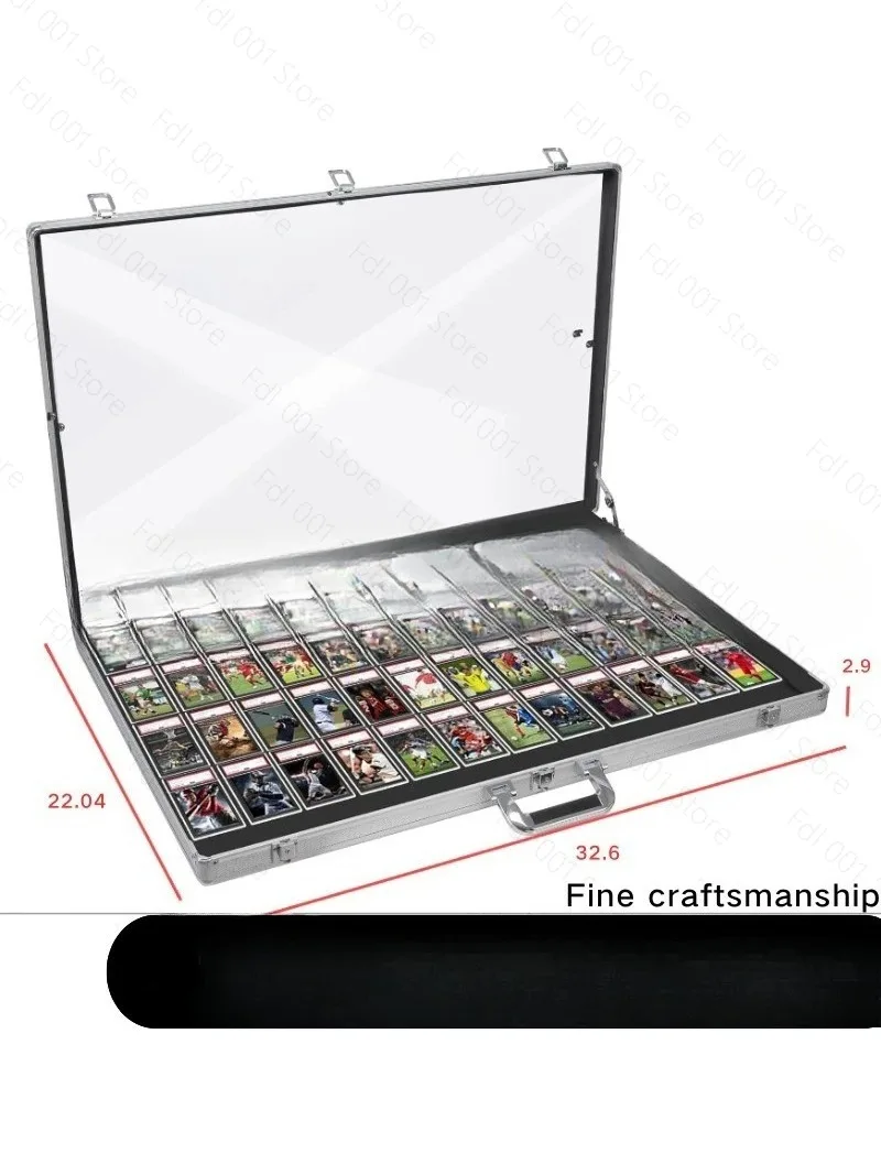 Silver Aluminum Acrylic Transparent Lockable TCG Card Display Case Portable Collectible Trading Card Display Stand for Trade