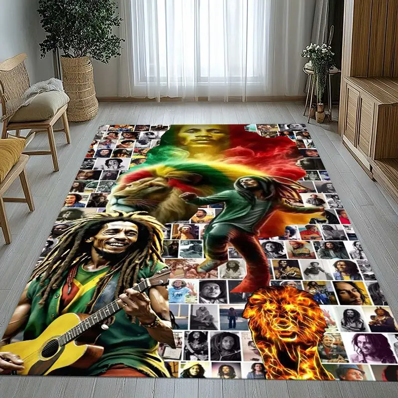 Reggae Music Bob Marley Rasta Color Soft Non-Slip Large Area Rug for Living Room,Bedroom Playroom Carpet Mat for Sofa,Home Decor