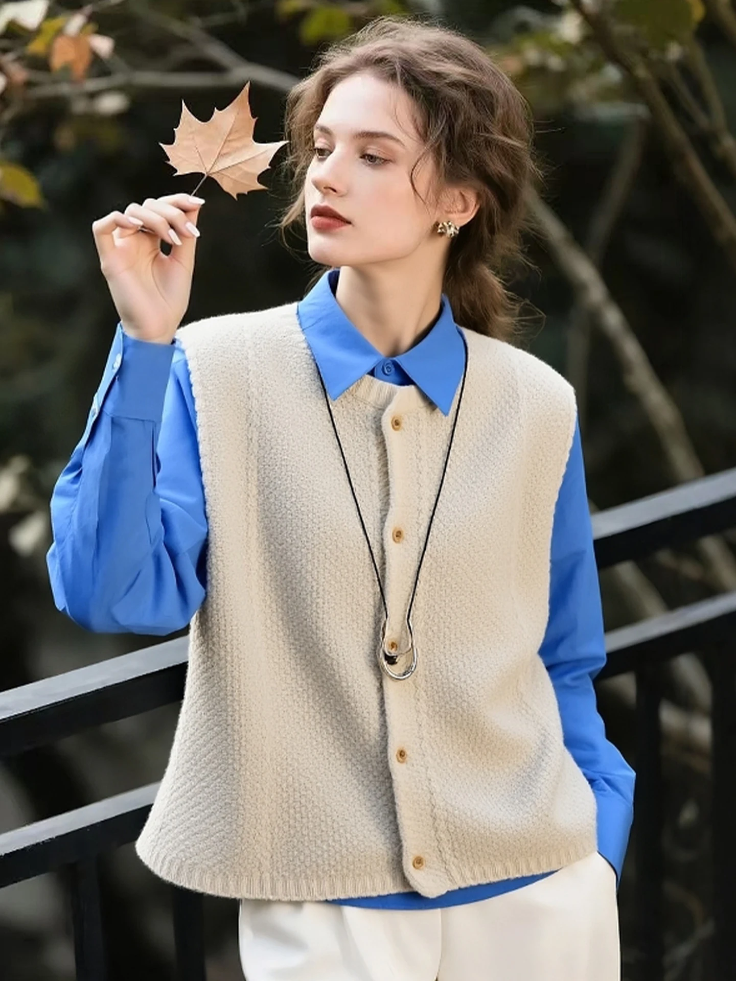 

Loose Fit Camere Open Cardigan Vest Svel Layering Top round Ne Casual irt Poem Art Lin Pure Color Busin Sle
