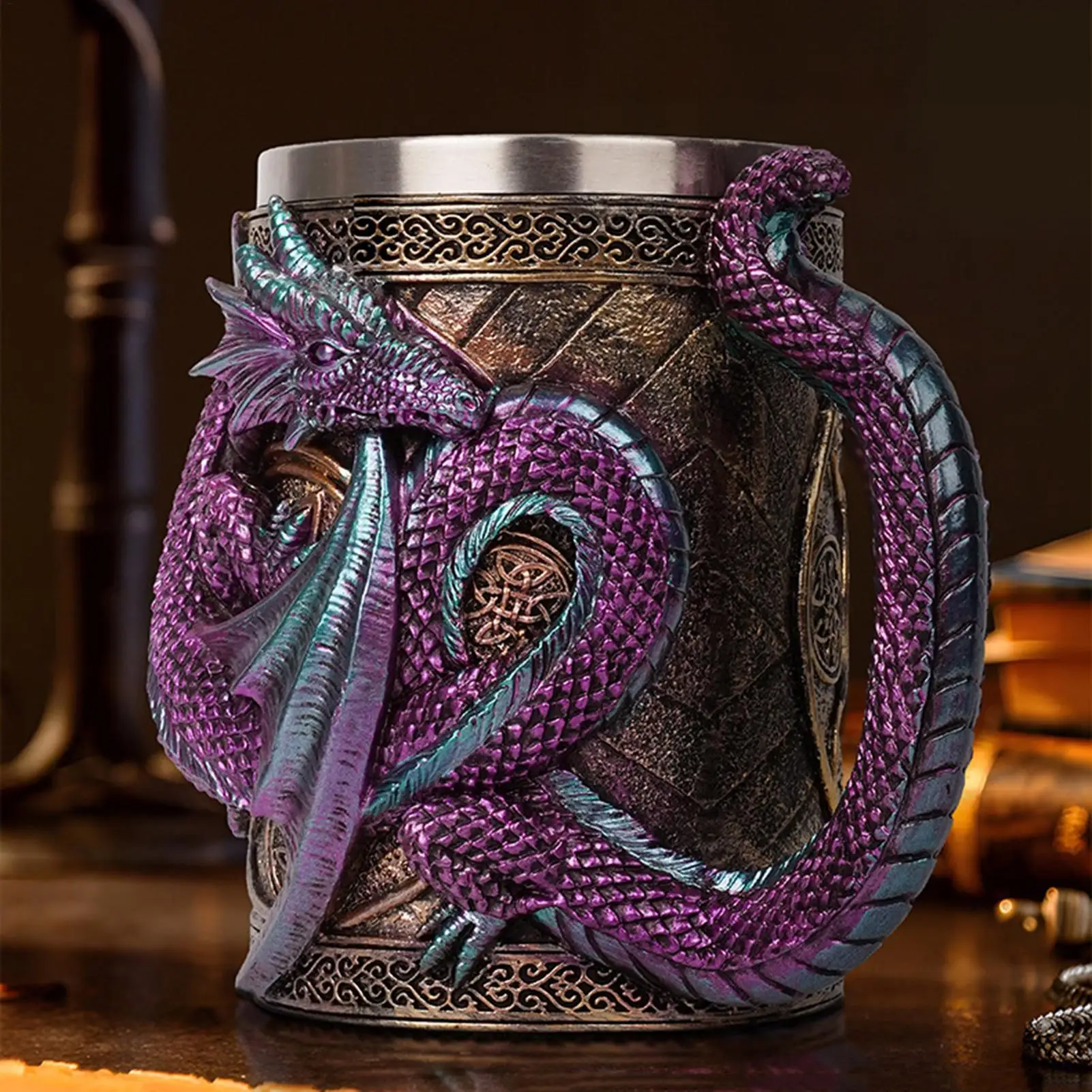 

Creative 3D Mechanical Dragon Scale Beer Mug Coffee Cup Dragon Scale Beer Mug Medieval Dragon Skull Beer Danegeld Tankard Mugs