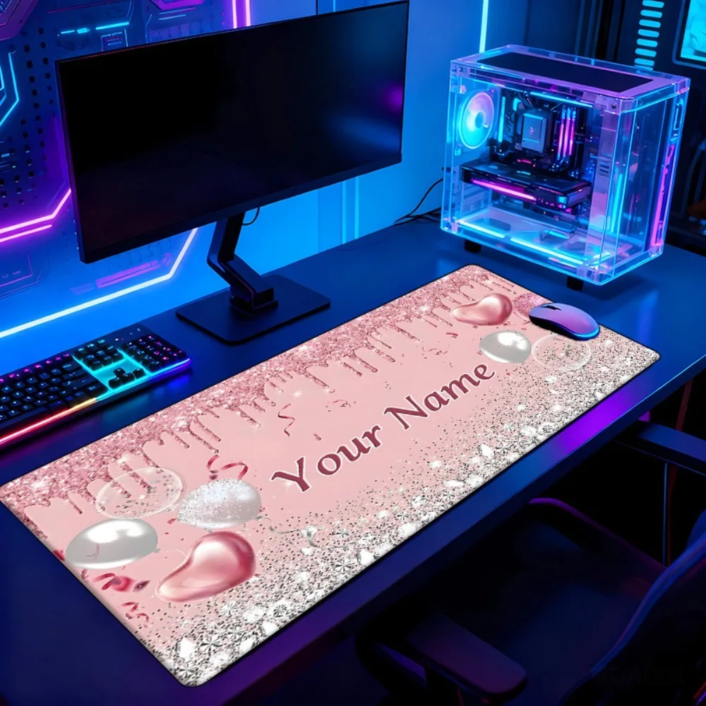 Luxury Rose Gold Custom Desk Mat With Custom Name, Slip Resistant Rubber Base, Practical Gift For Family Workers Gamers