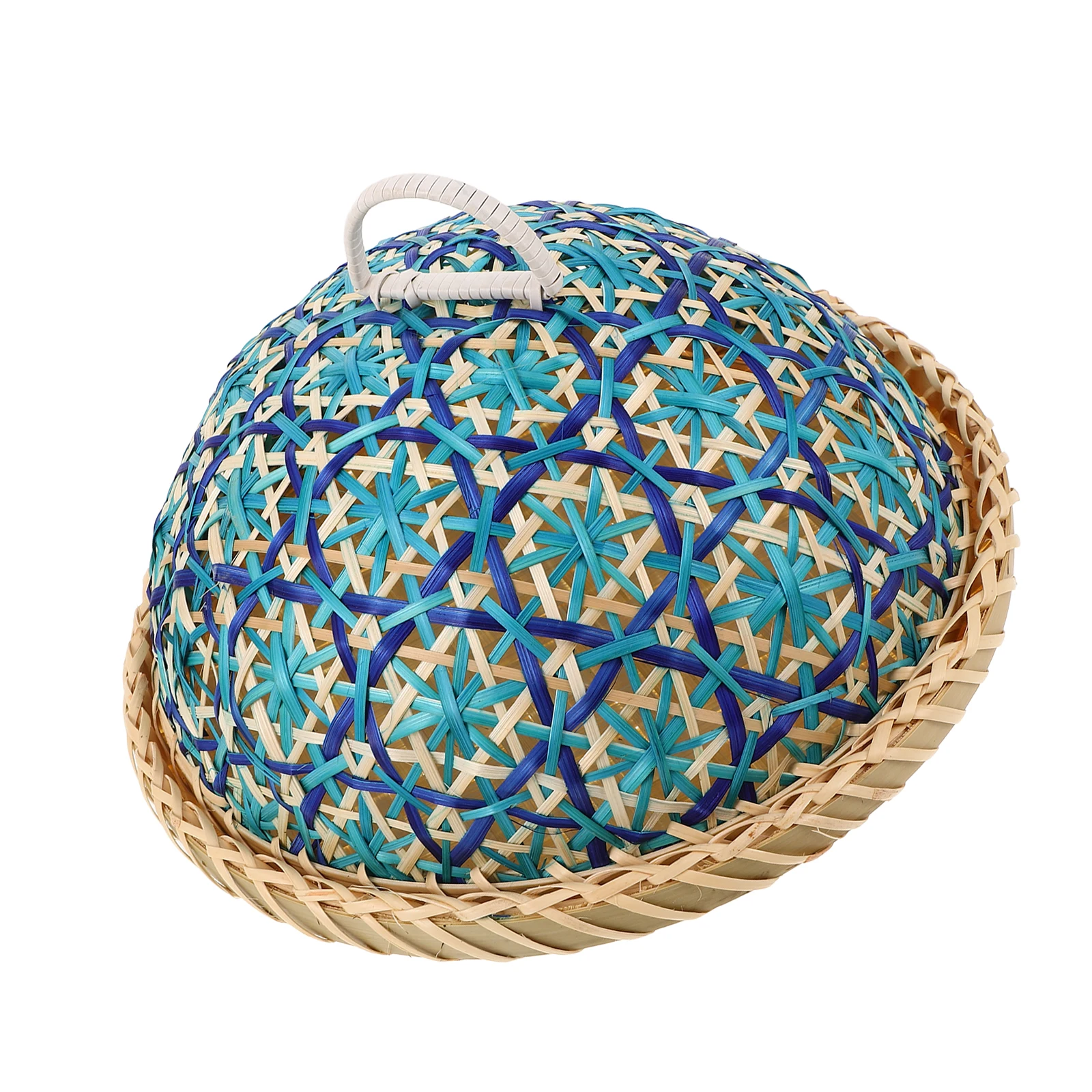 

Bamboo Woven Food Cover Lightweight Picnic Party Vegetable Bread Basket Lid Outdoor Dining Covers Fruit Cake Mesh Dome