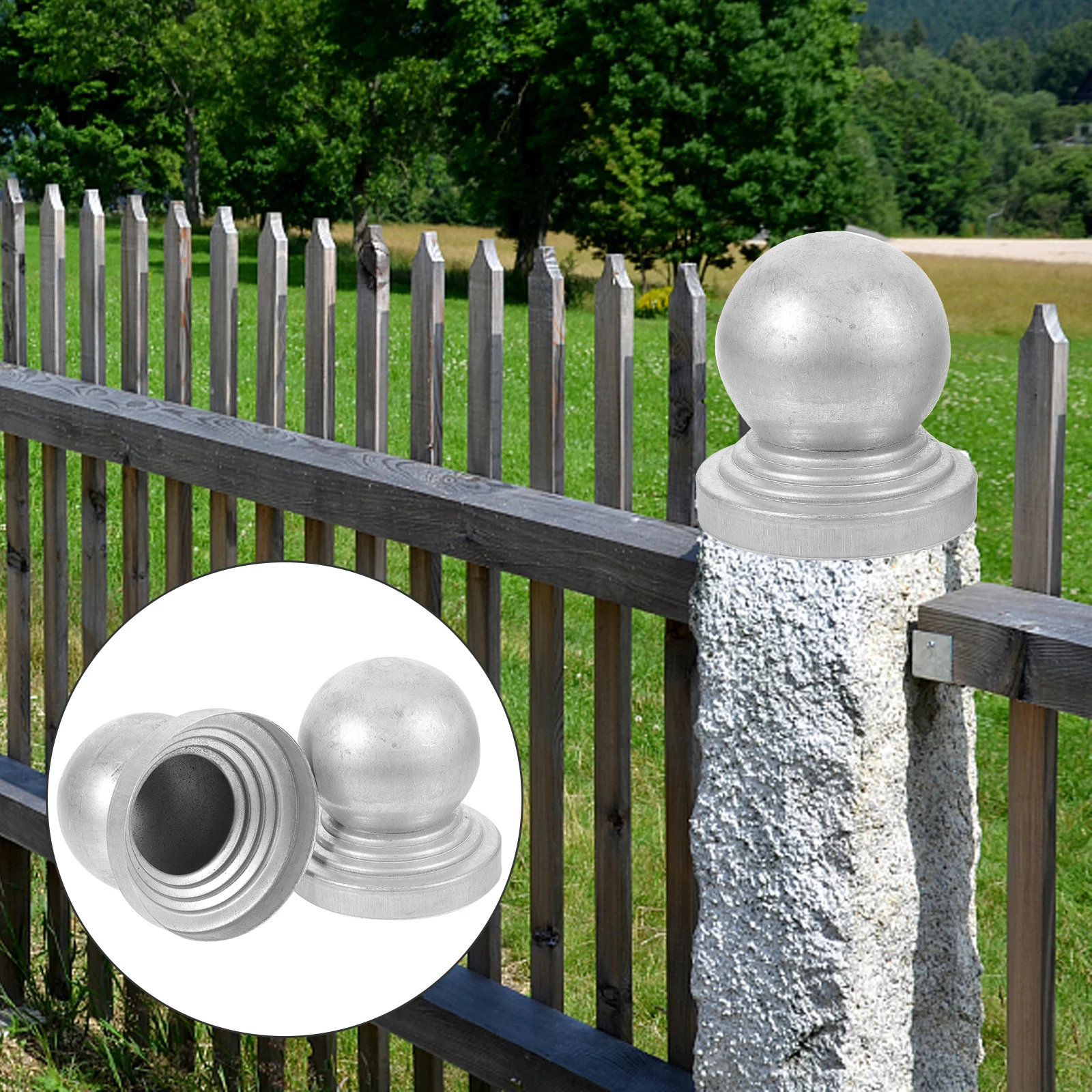

4 Pcs Tube Column Cap Post Tops Iron Caps For Fence Decorative Ball Shape Iron Cover For Fence Gate Guardrail Parts