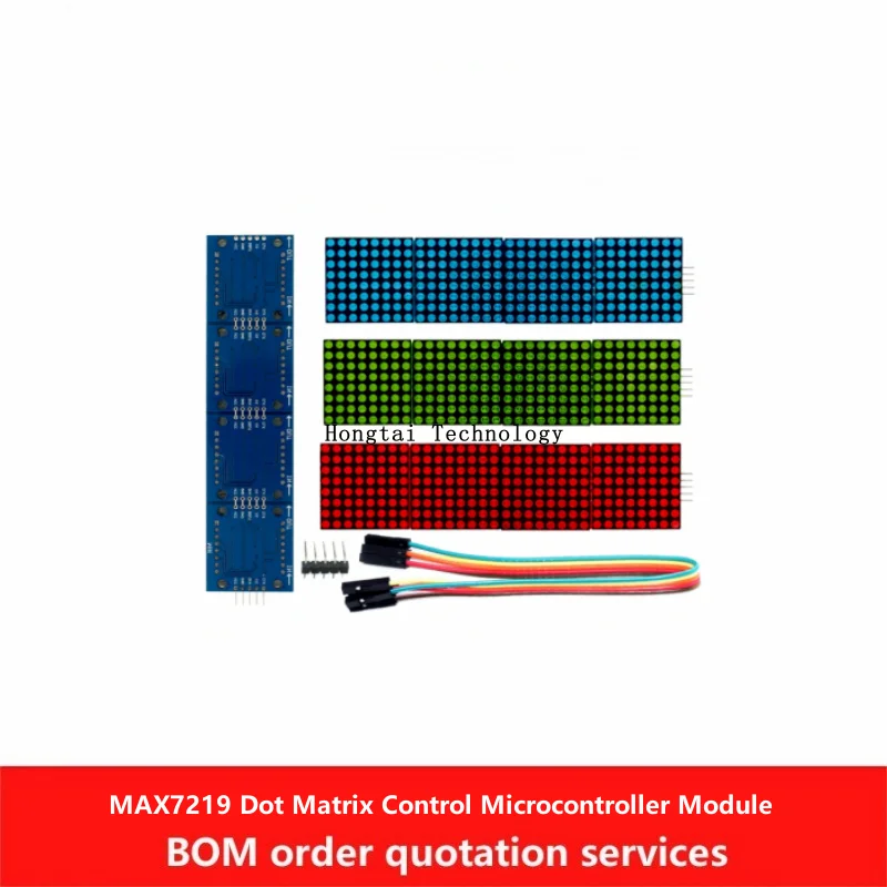 MAX7219 Dot Matrix Module for Arduino Microcontrollers, 4-in-1 Display Red, Green, and Blue with 5-pin Terminals