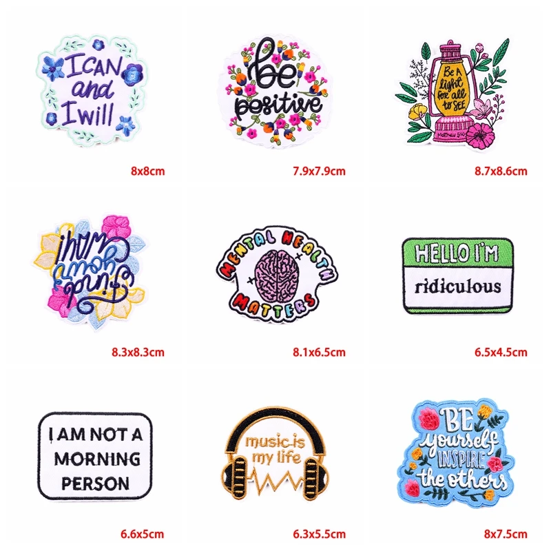 5PCS/lots Letter Applique Embroidery Patches DIY Colorful Stripe/Cartoon Iron On Patches On Clothes Sewing Stickers Badge