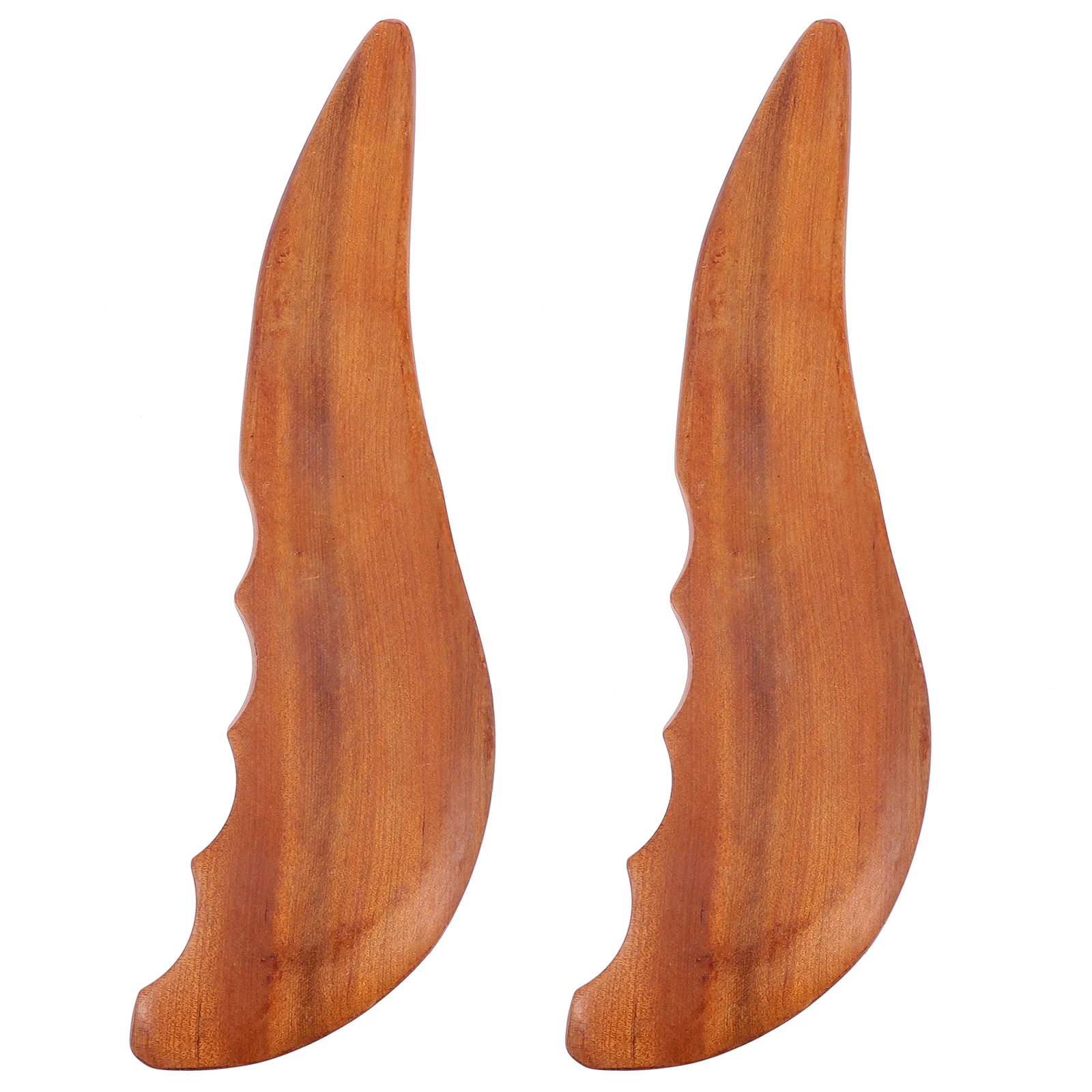

2pcs Scraping Plate Wood Massage Tool Skin Care Eco-friendly Safe Use Long-lasting Wear-resistant Back Massager