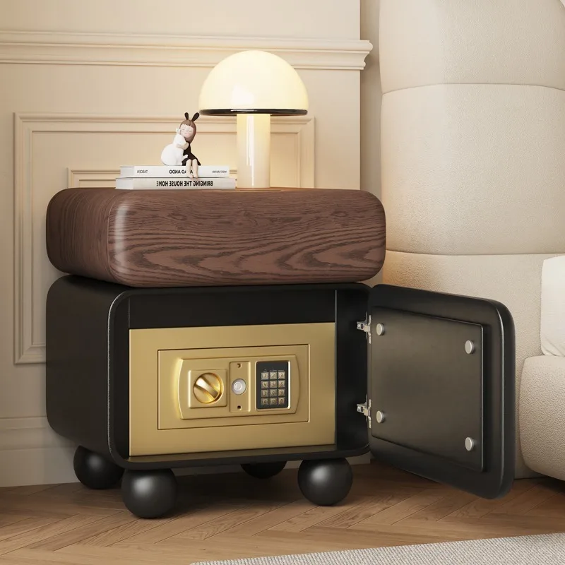 Brown Protect Bedside Tables Small Safe Beige Luxury Bedroom Nightstands Room Stuff Modern Mesa De Cabeceira Furniture Home