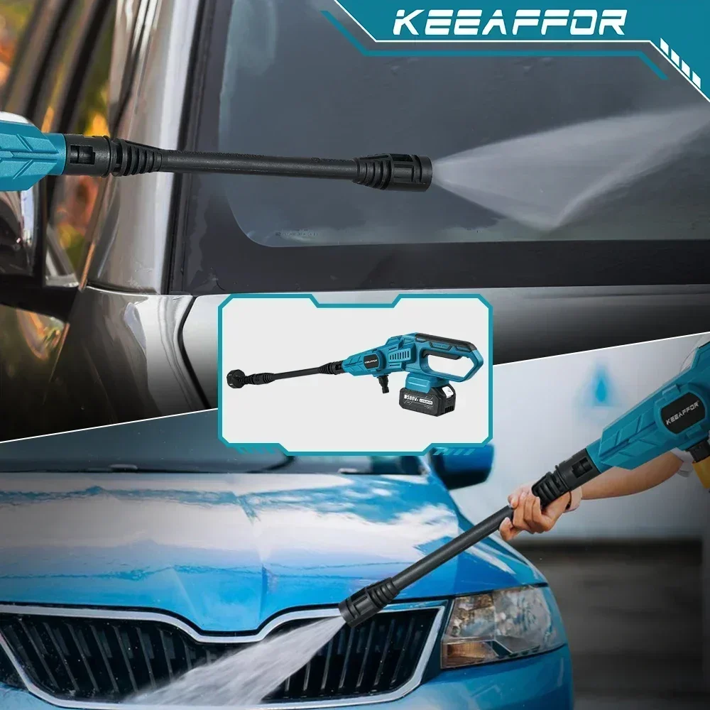 KEEAFFOR 250Bar 3500W Brushless High Pressure Water Gun 6-in 1 Cordless Rechargeable Car Washing Gun for Makita 18V Battery