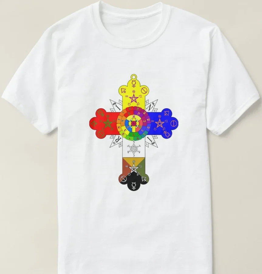 Golden Dawn Magic System Symbolic Image Rose Cross T Shirt. Short Sleeve 100% Cotton Casual T-shirts Loose Top Size S-3XL