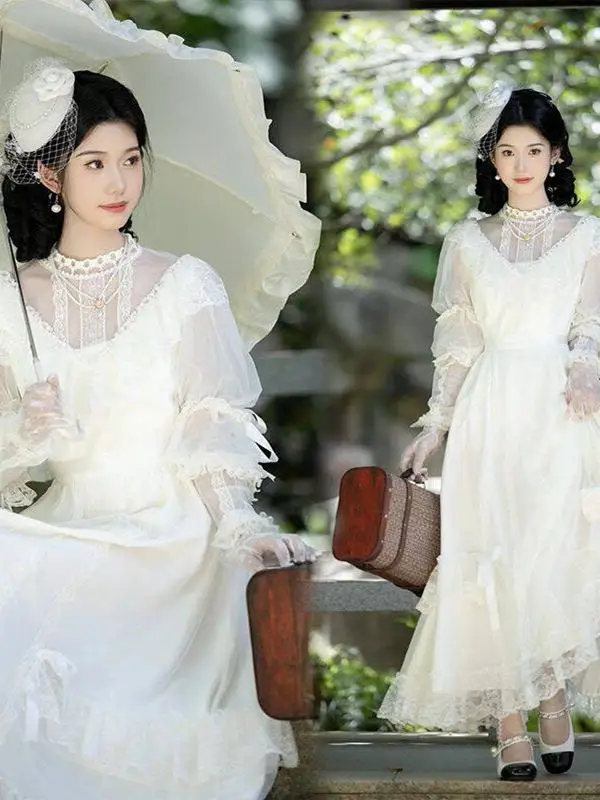 

Новое платье для девочек в ретро-стиле для фотосессий, тематическая одежда для выездных фотосессий, сценический костюм для женщин