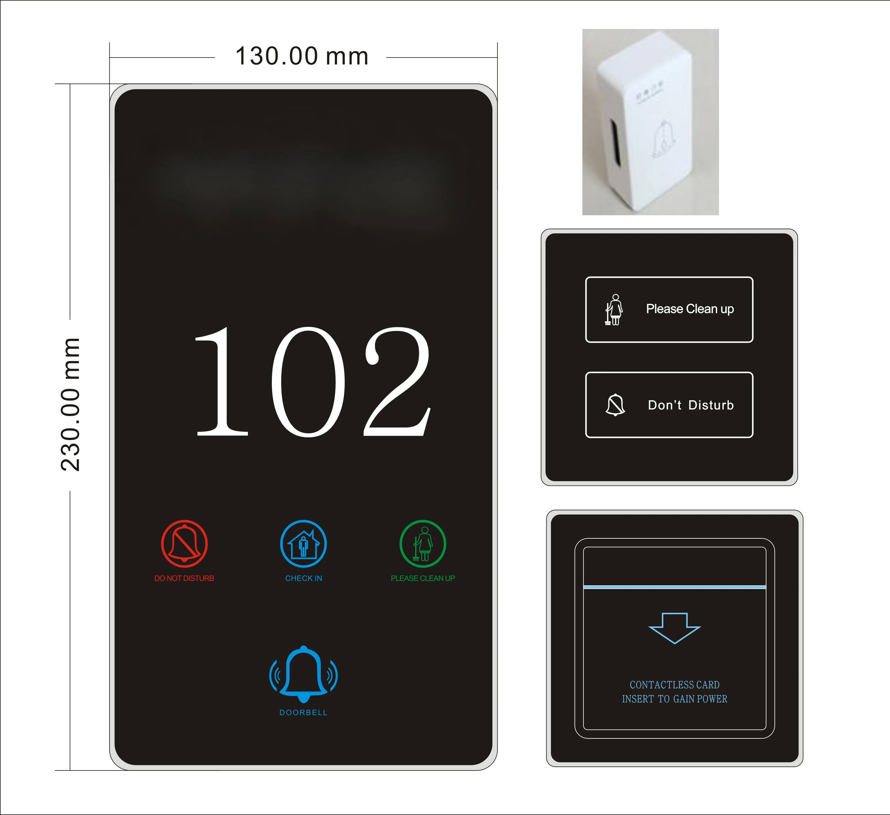 Hotel Project LED Customized Logo Language Room Number Door Signs Touch Switch Floor Signs Door Plate With DND Switch Light