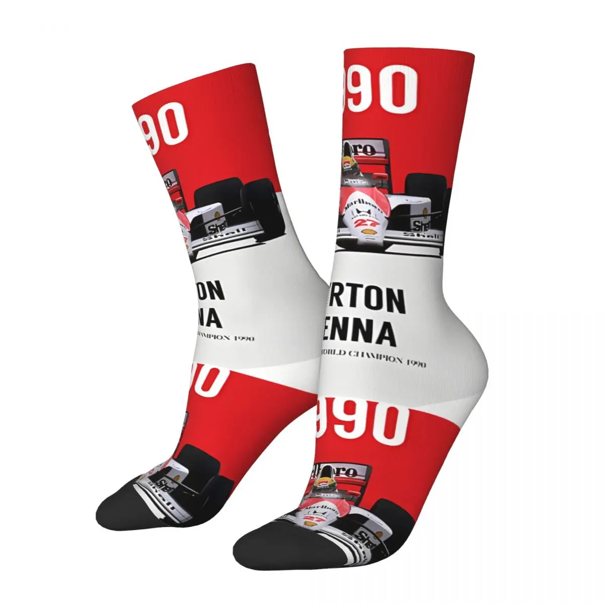 

Ayrton Senna 1990 Men's Socks Vintage Harajuku Ayrton Senna Street Style Novelty Pattern Crew Sock