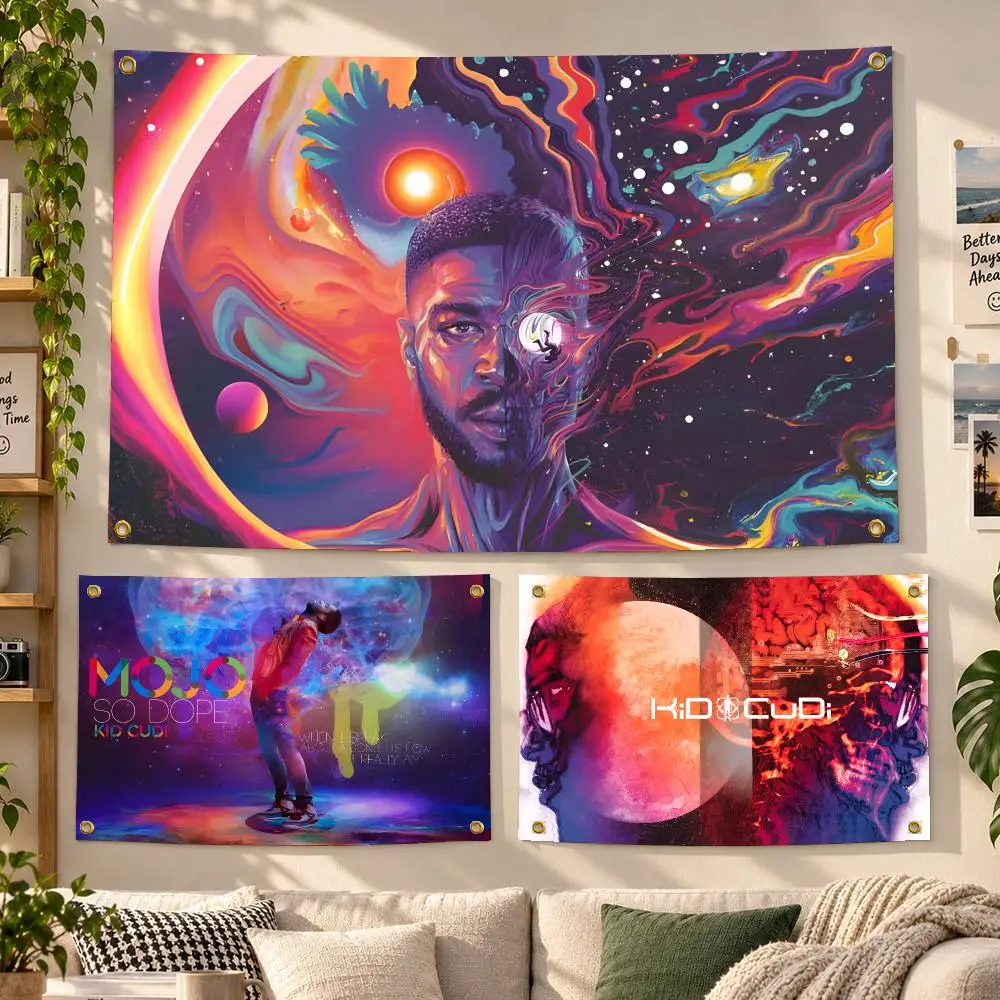 Rapper Kid Cudi Hip Hop Flags Personalized Banner Flag Room Dorm Camping Picnic Garage Bar Outdoor Wall Decor