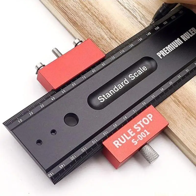 A2BE rusts  Resistant Aluminum Measuring Rule  with Clear Scale Carpenter Scriber Gauges Marking for Student & Craft Enthusiasts