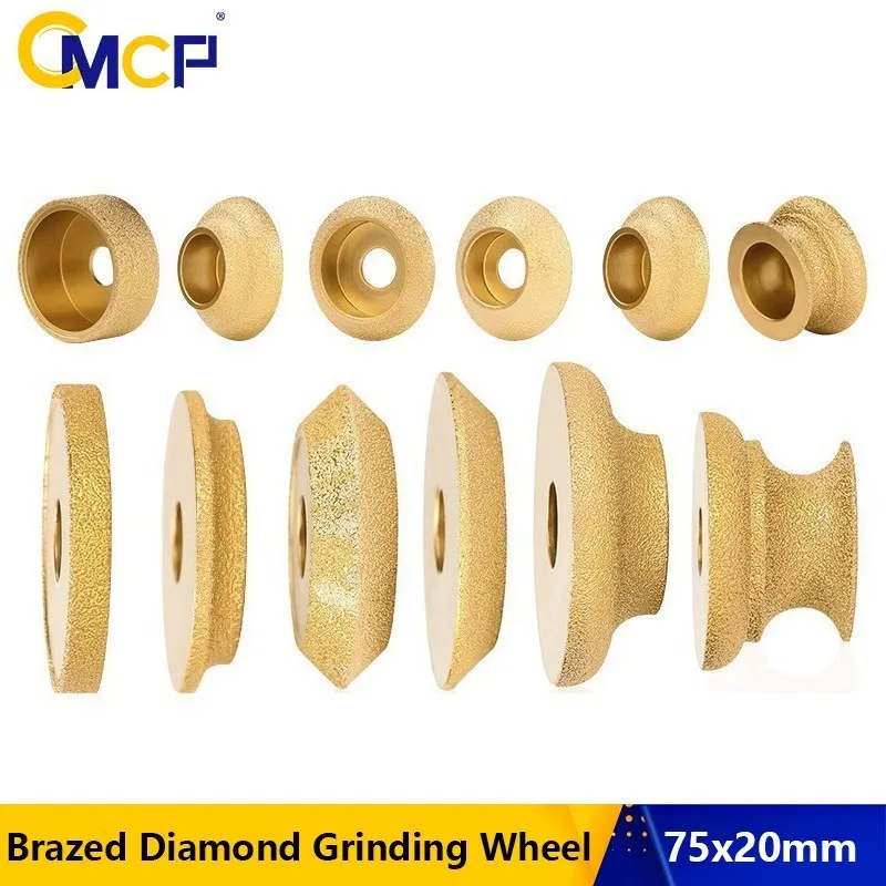 

CMCP Dry Vacuum Brazed Diamond Grinding Wheel Edge Profile Grinding Disc 13-41mm Angle Grinder Bore 3inch/75mm