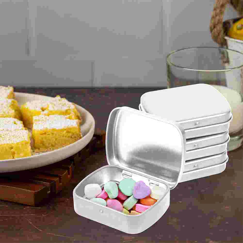 5 Pcs Food Containers with Lids Candy Storage Box Iron Boxes Cases Organizer Sample Small Objects Silver Holder Travel