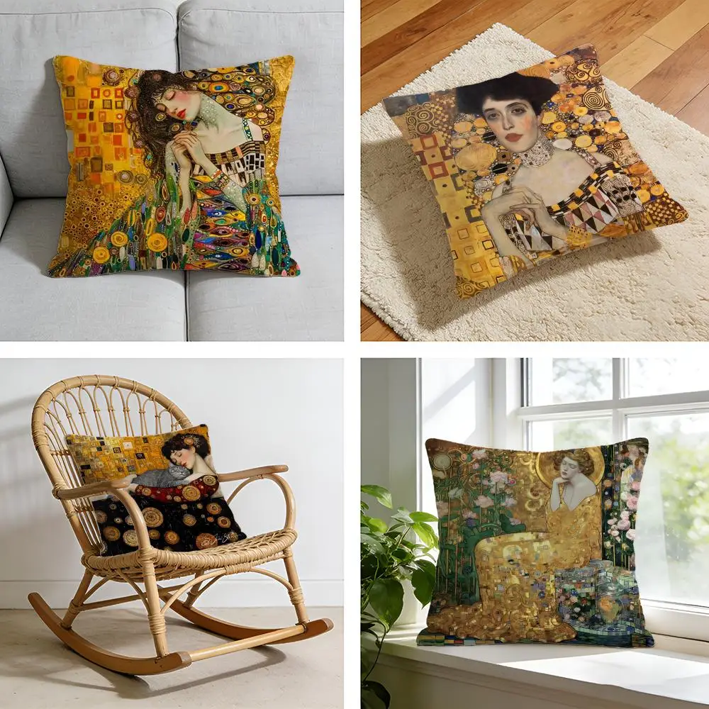 

Наволочка с изображением картин Густава Климта, из короткого плюша, для кровати, дивана, автомобиля, можно стирать.