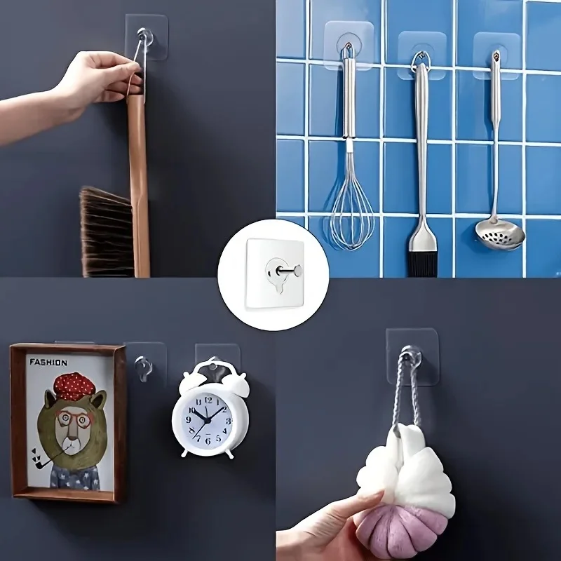 10/20/40/60pcs Self-Adhesive Wall Hooks, Hanging Picture Frames, Posters, Clocks And Other Multi-Purpose, Home Organization