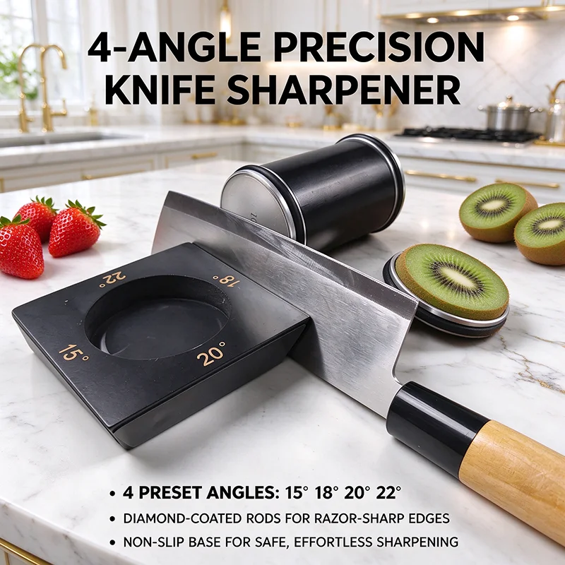 Knife Sharpening Kit, Rolling Multi-Angle Knife Sharpening Tool, 15/18/20/22 Degree Angle Settings for Kitchen Knives