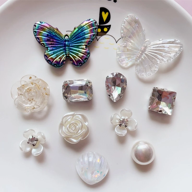

Fashion Crystal Glass Diamond Butterfly Shoe Decorations For Sandals Compatible With All Clogs Accessories For Festivals Gifts