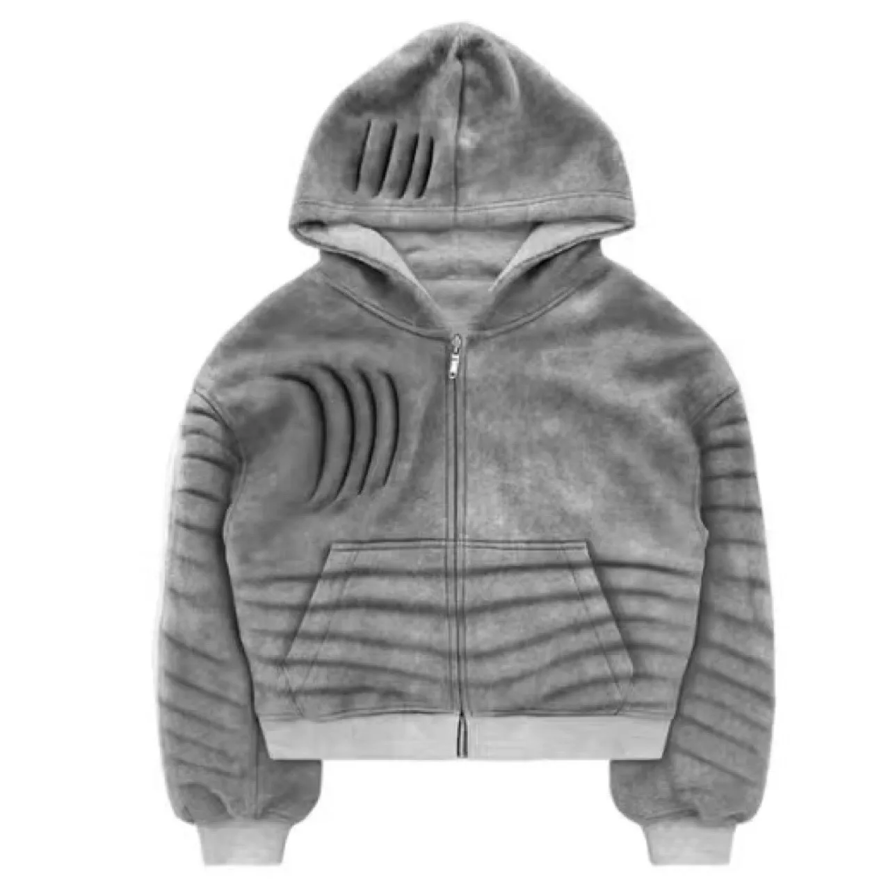 

Fmxires 2025 American Streetwear Heavyweight Loose Cotton Double-Sided Hooded Sweatshirt Autumn Winter Distressed Y2k Zip Hoodie
