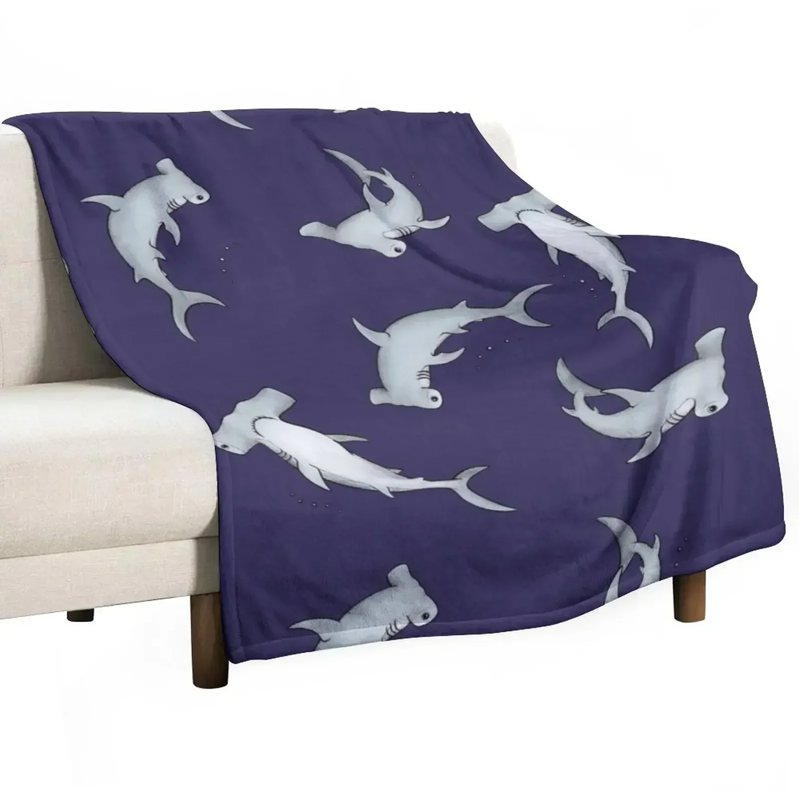 

Hammerhead Sharks Blue Throw Blanket Soft Plush Blanket as Housewarming Gift