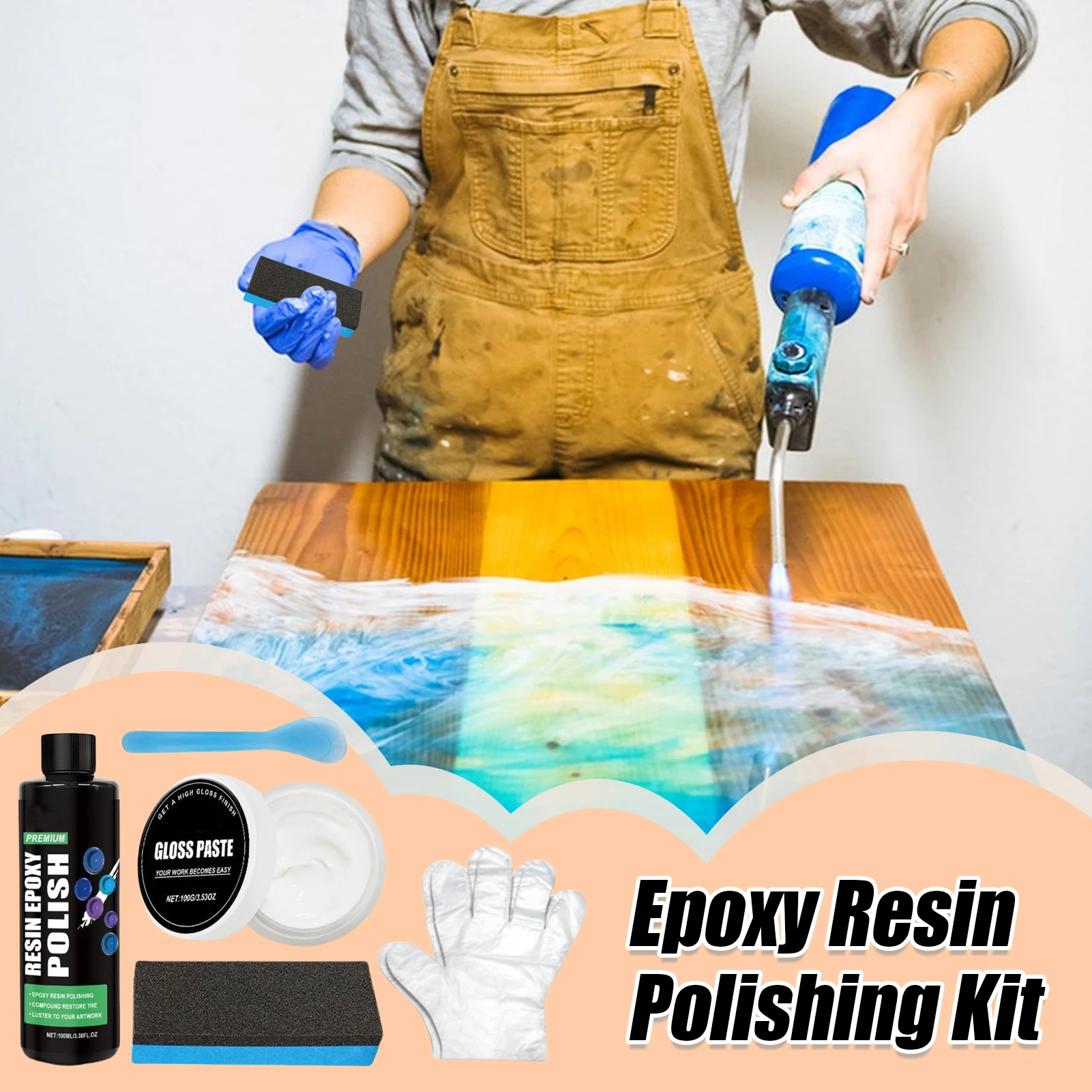 Resin Polishing Kit Premium Epoxy Sanding Scratching Set Rubbing Compounds Decoration Home Artwork Polishing for Desktops