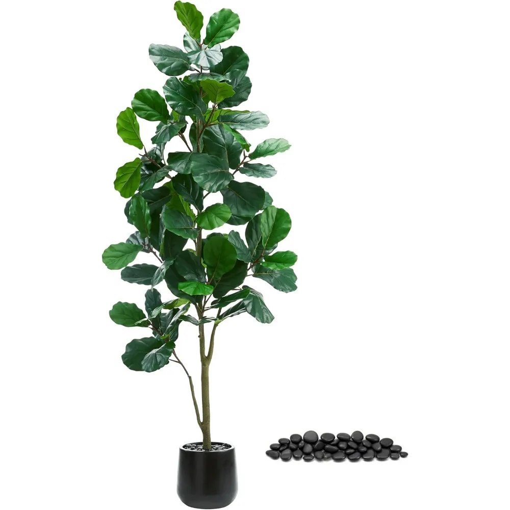 

Artificial Lotus Leaf Fig Tree: 6FT Tall Fake Fig Plant. Fake Fig Tree with Realistic Green Silk Large Leaves and Natural Beauty