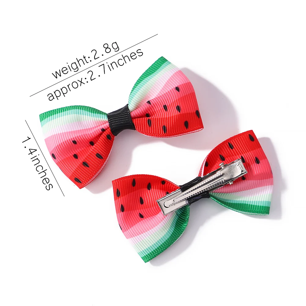 3 Pcs/Set Girls Cute Watermelon Print Bowknot Hair Clip Kids Lovely Colorful Hairpins Headwear Children Summer Hair Accessories