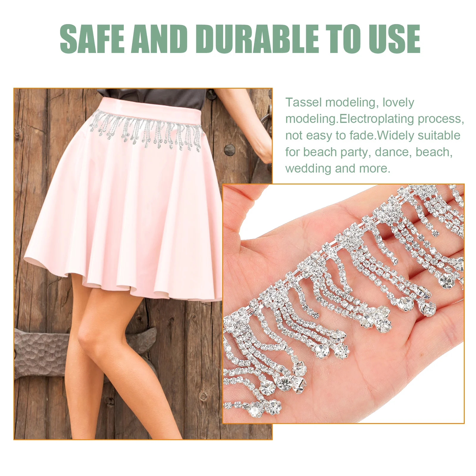 

Rhinestone Tassel Chain Stylish Waist Chain for Women Beach Party Dance Wedding Clothing Accessories DIY Decorative Rhinestone