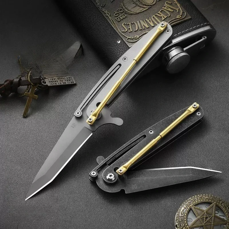 Nowy składany nóż outdoorowy o wysokiej twardości, mini mechaniczny nóż składany, przenośny nóż składany do samoobrony w dziczy.