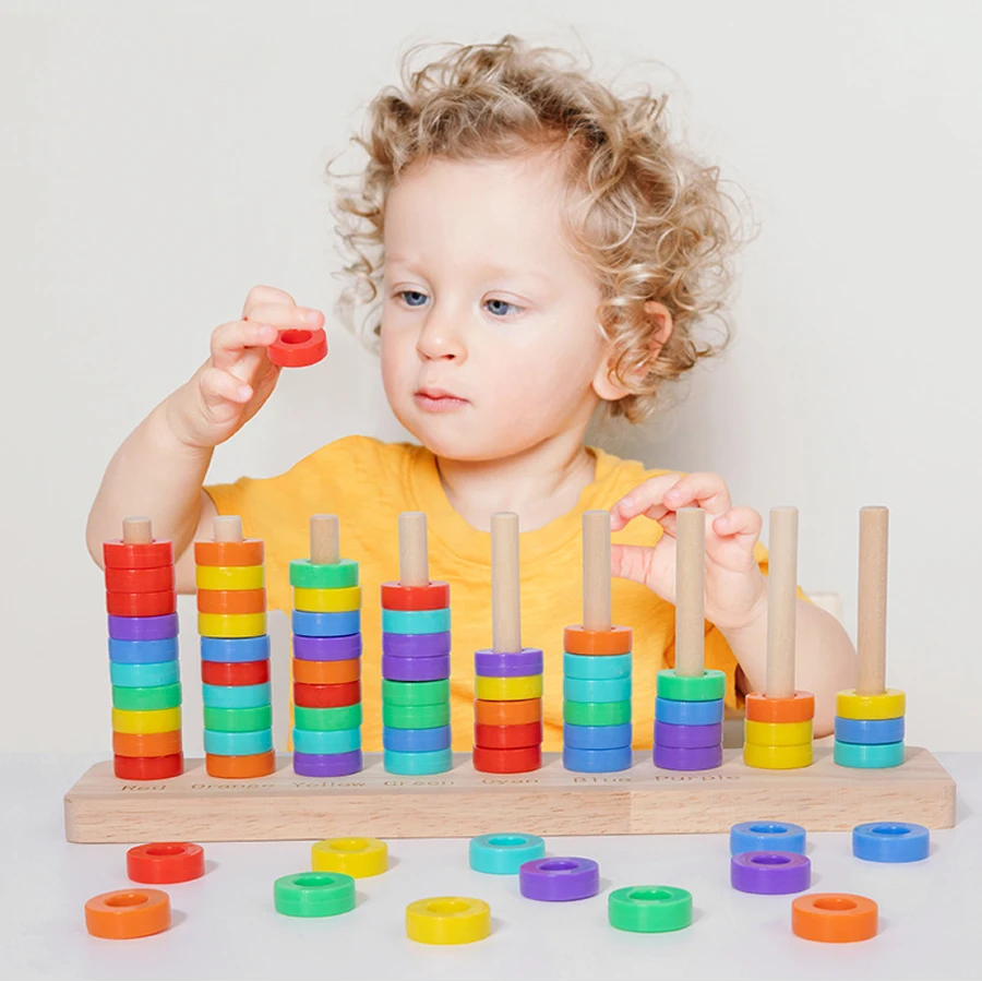 Cor educacional das crianças jogar o círculo jogo de correspondência brinquedo interativo calculadora para crianças classificação empilhamento puzzle brinquedo