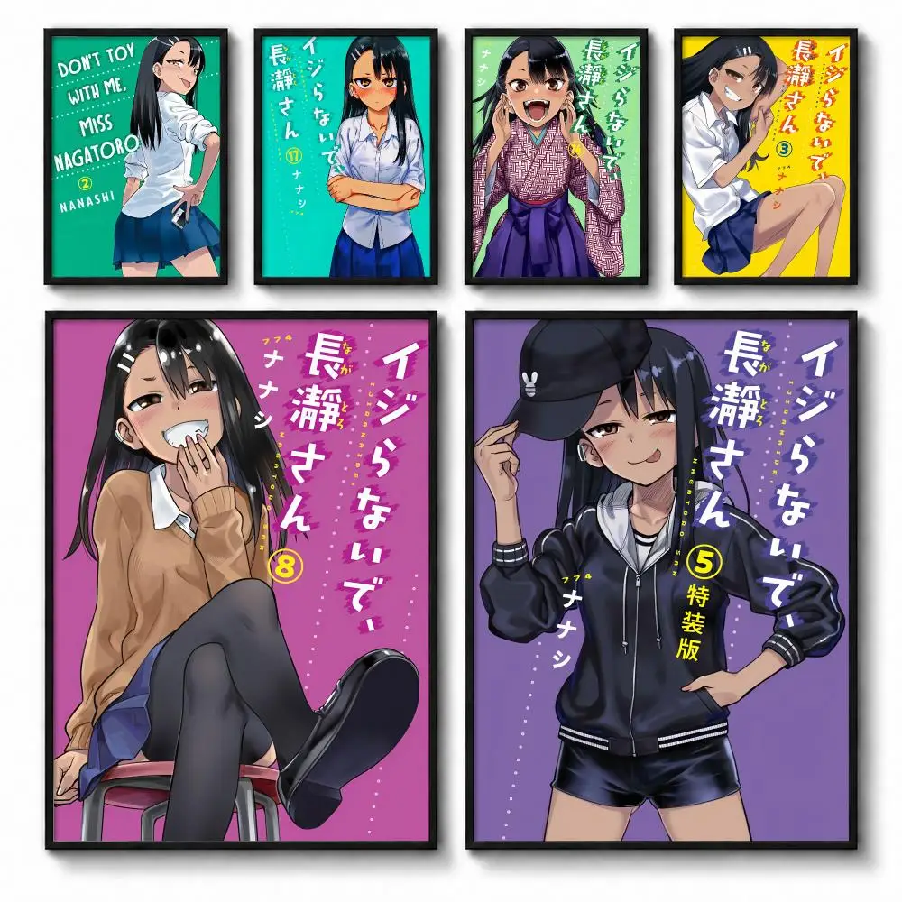 Anime Miss Nagatoro Poster Self-adhesive Art Waterproof Paper Sticker Coffee House Bar Room Wall Decor