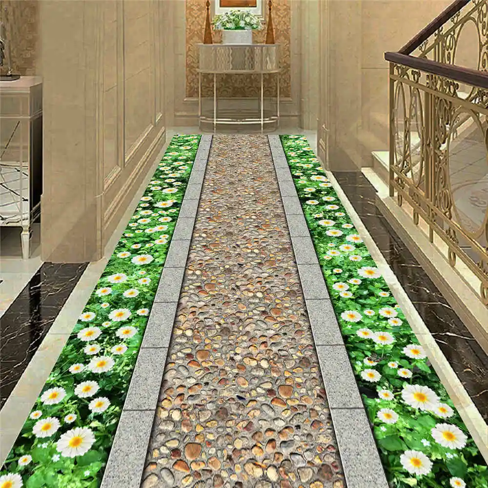 3D Carpet Rugs Living Room Doorway Long Corridor Rug Pastoral Lawn Path Print Kitchen Carpets Idyllic Scenery Area Rug Mat