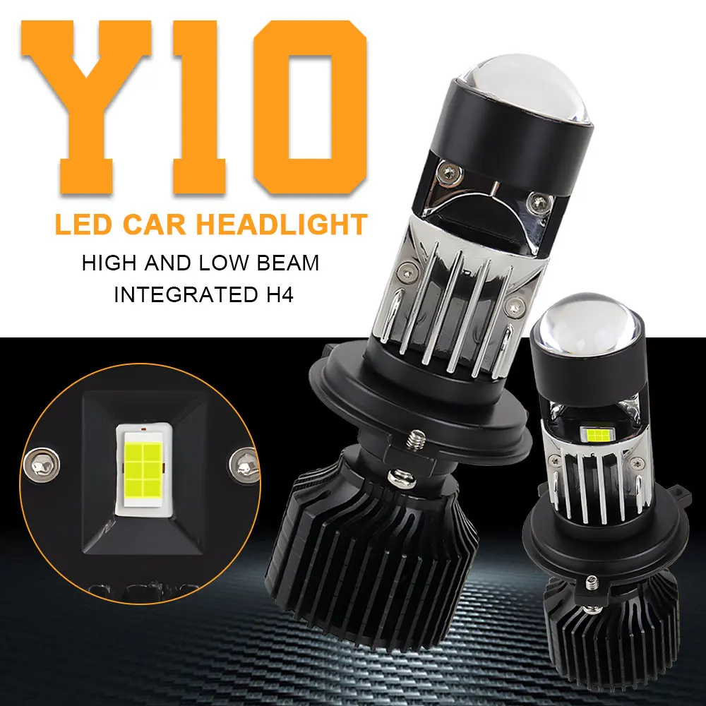 

H7 LED H4 Y10 LED Headlight Mini Lens Projector Hi/Low Beam LED H7 H4 Canbus Bulbs 12V 20000LM 6000K LHD for Cars Motorcycles