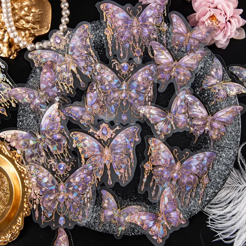 

Набор декоративных наклеек из водонепроницаемого ПЭТ-материала с использованием технологии 3D-лазерного освещения в виде золота и оболочки.