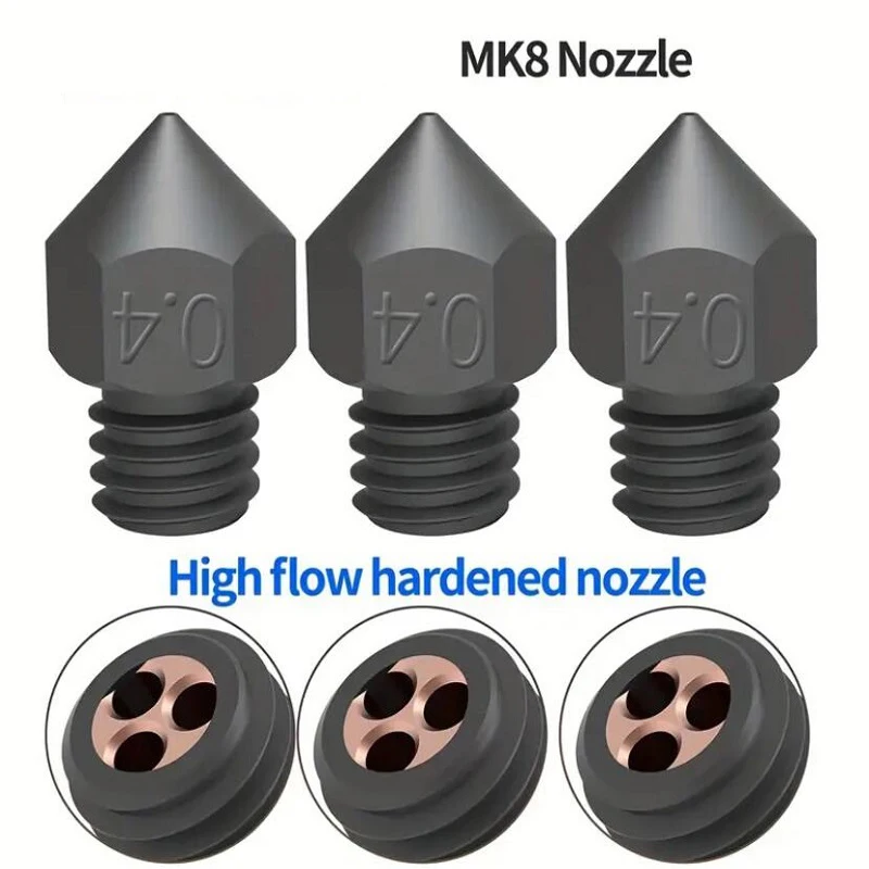 

MK8 CHT Nozzle Upgrade Hardend Steel 0.2/0.4/0.6/0.8mm High Flow Clone Nozzles For Ender 3 V2 Ender 5 CR10 3d Printer Parts