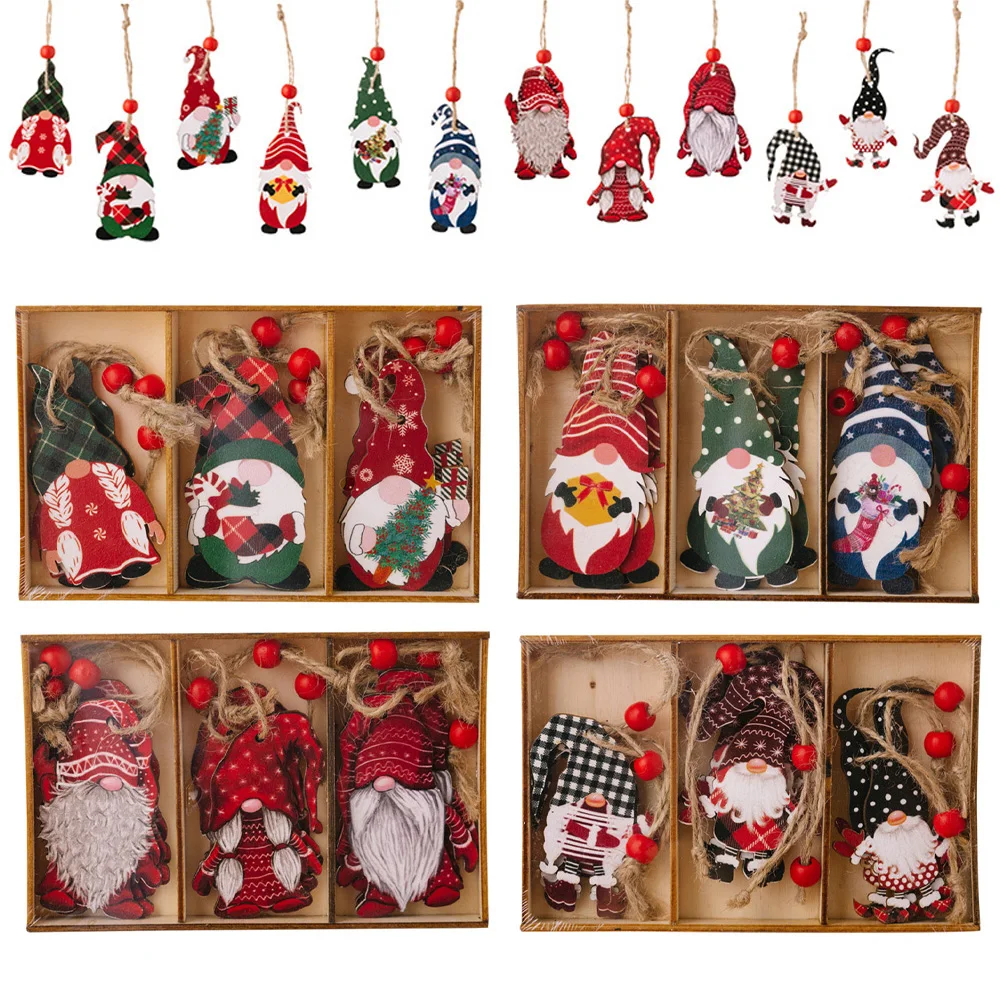 

Wooden Christmas Tree Pendants Christmas Tree Drop Ornaments Santa Claus Pendants for Xmas Home Decoration & Holiday Gifts
