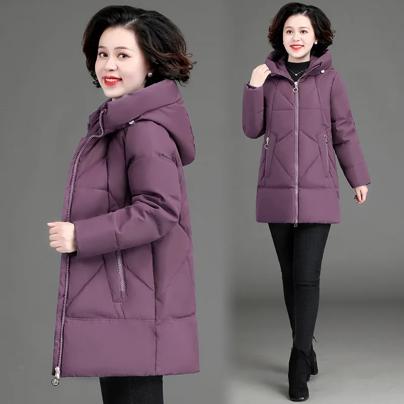 

New winter cotton clothes middle-aged women down cotton jacket hooded Parker Outerwear female daughter thicke warm padded jacket